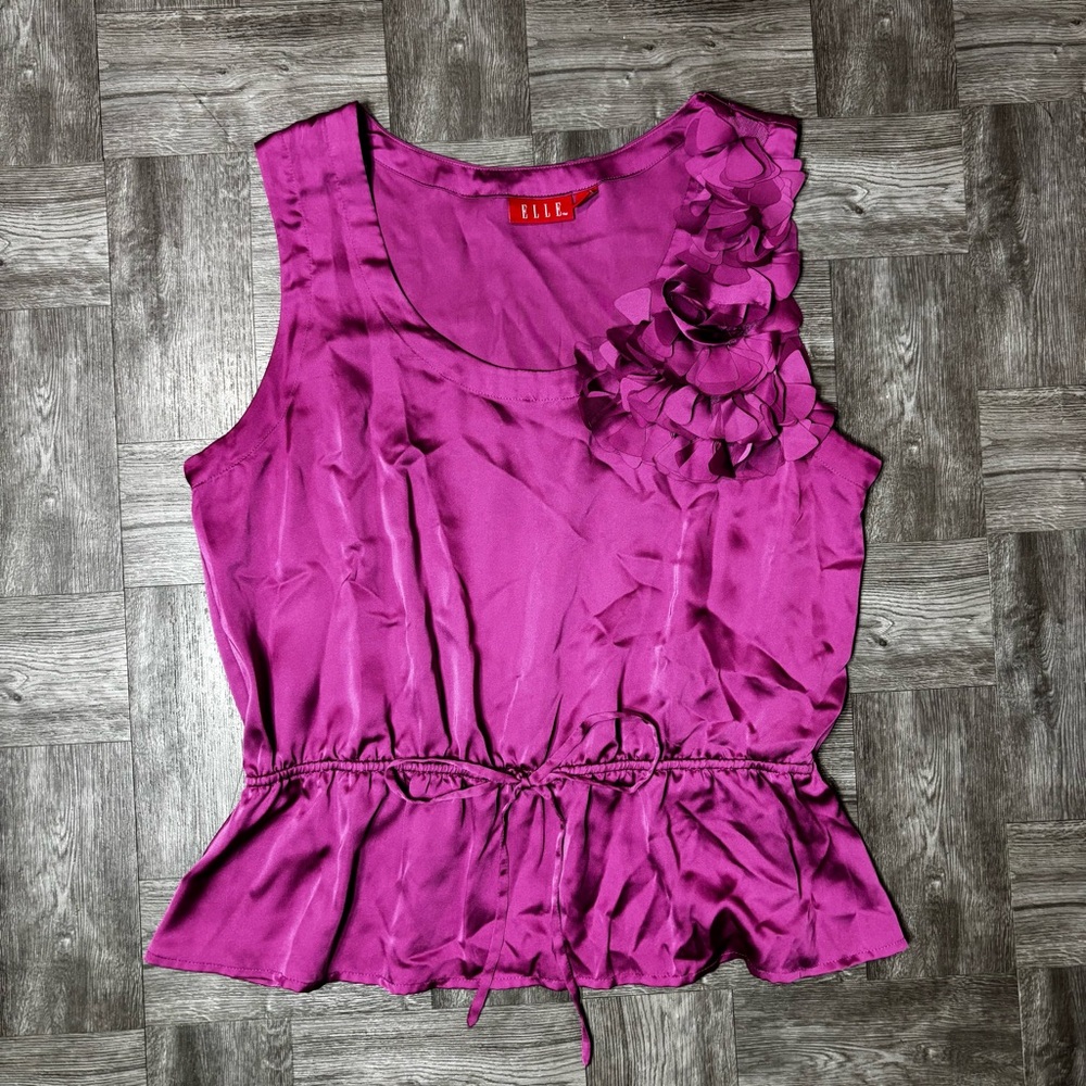 Women’s Elle Sleeveless Blouse With Floral Design Size Large
